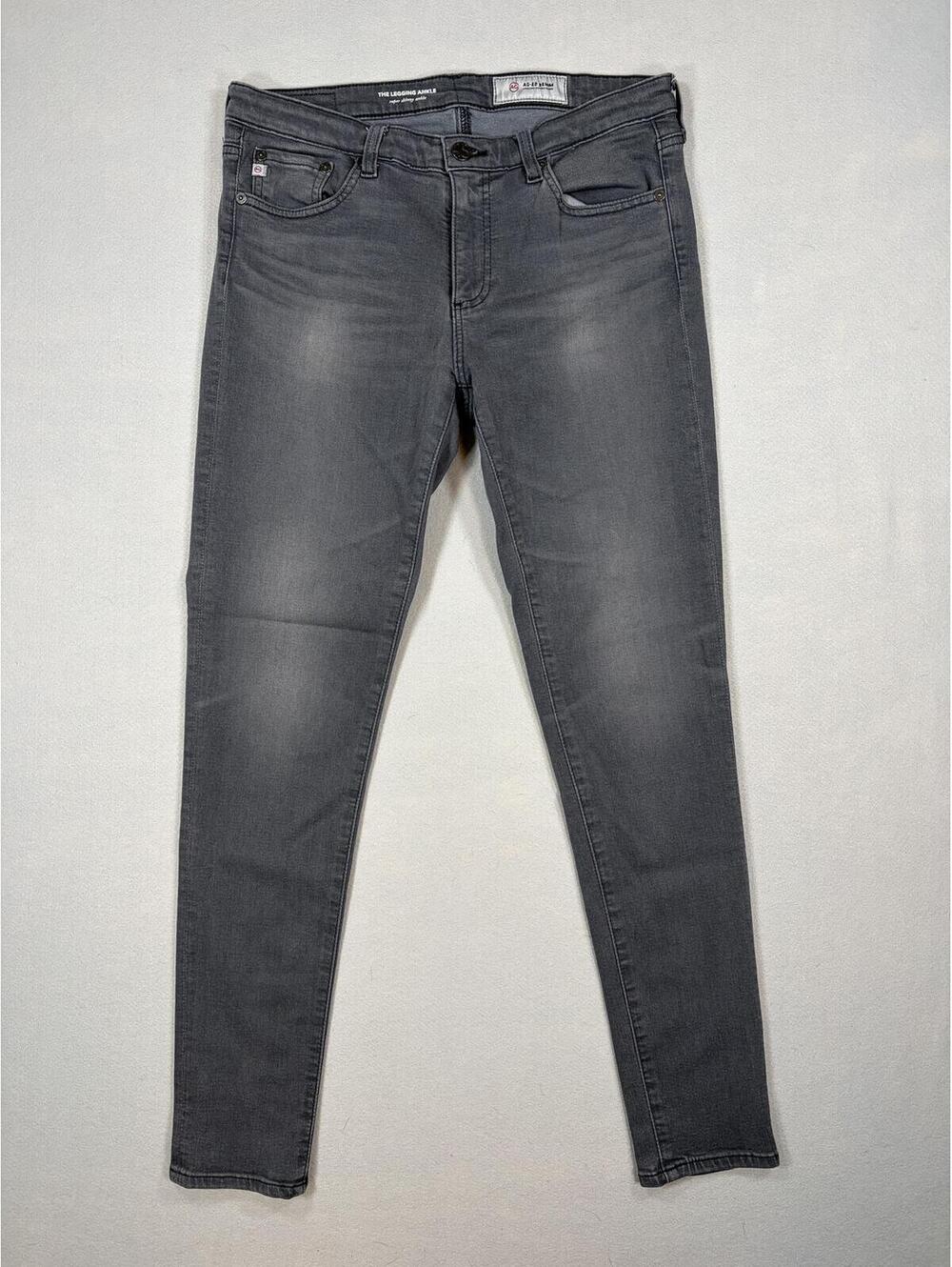 AG Jeans Women's 29R Super Skinny Ankle Black Gray Wash Mid Rise Emo Grunge